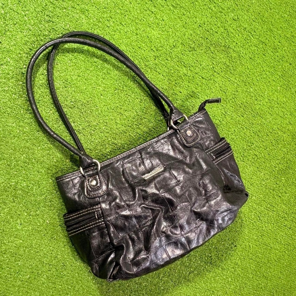 Vintage Y2K Koltov Faux Leather Animal Print Shoulder Bag Black Minimal Chic